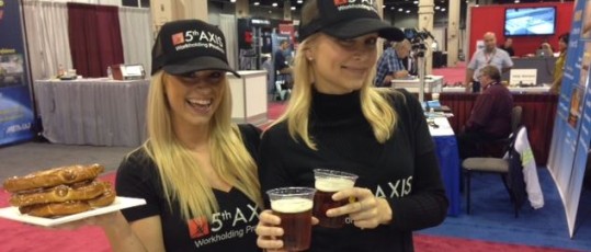 Food and beverage models working at trade shows